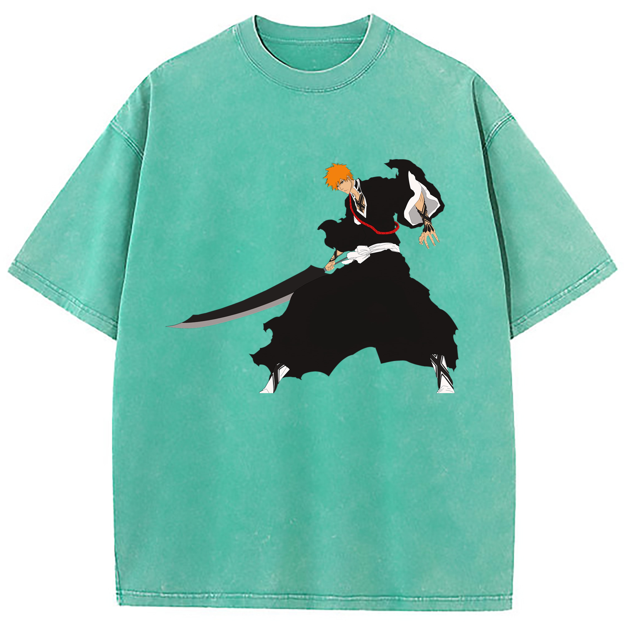 （画像用） ブリーチ 黒崎一護（くろさき いちご）BLEACH Kurosaki Ichigo 綿100% ヴィンテージ風 半袖Tシャツ（フロントプリント）